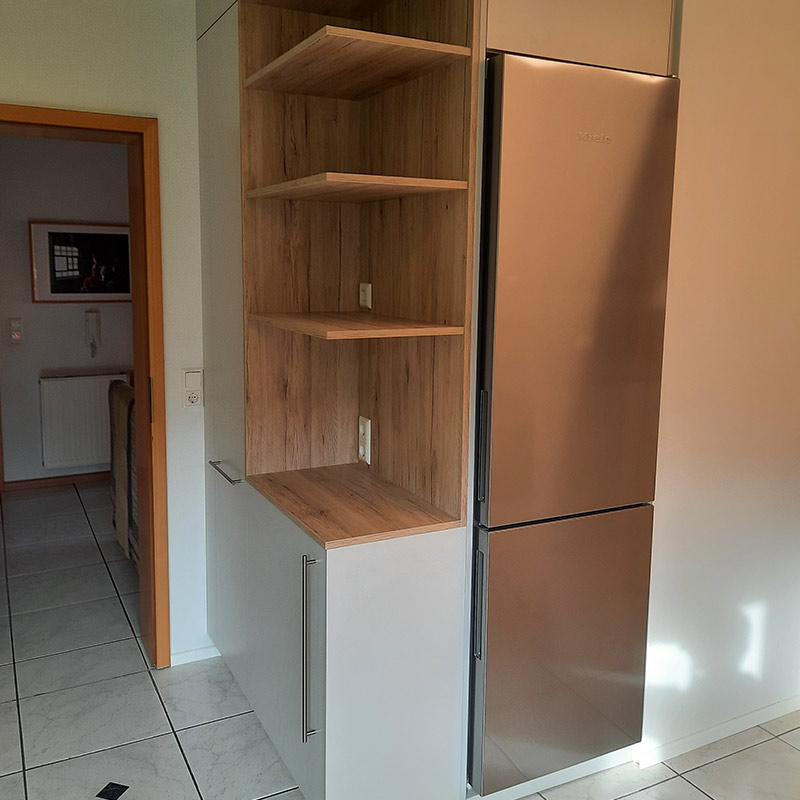 Nische Küche, Schrank, Stauraum, maßgefertigt, angepasst, esslinger-schreinerei